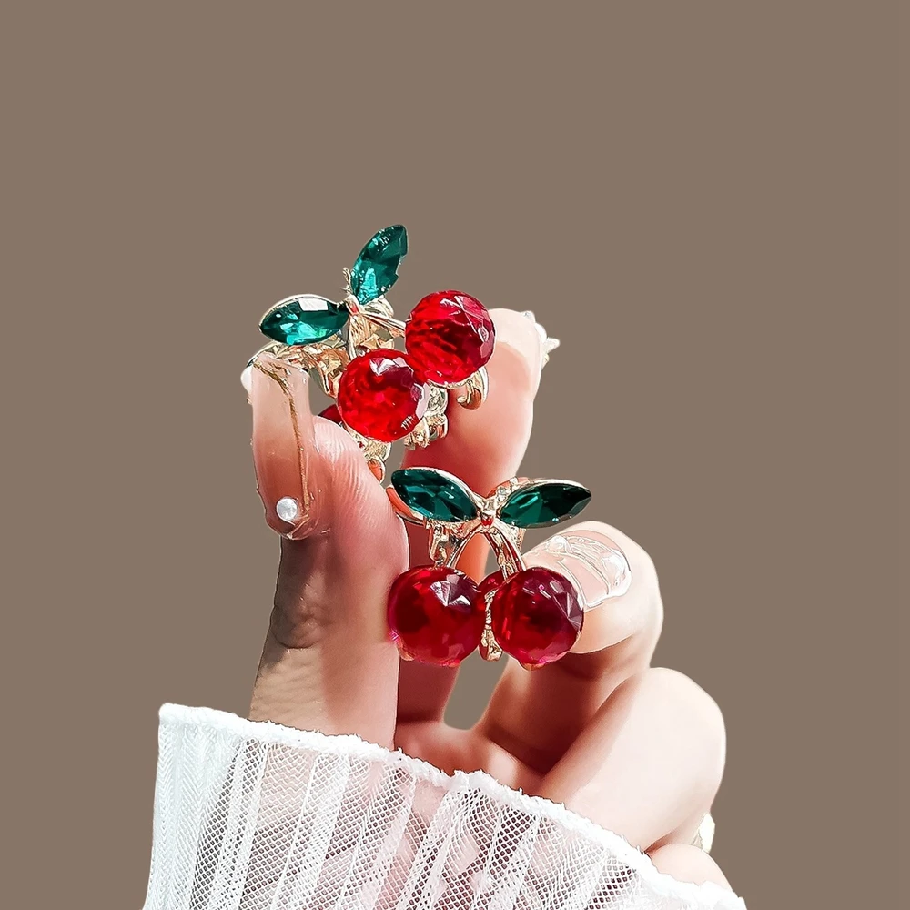 

New Delicate Rhinestone Cherry Mini Hair Claws Hairpins Women Girls Headwear Hair Accessories