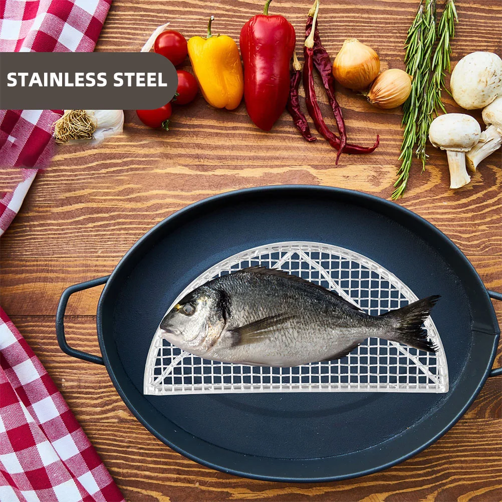 

1Pcs Stainless Steel Semicircular Frying Pan Shelf Heat-Resistant Oil Drain Rack Baking Net Kitchen Gadget Oil Drain Rack