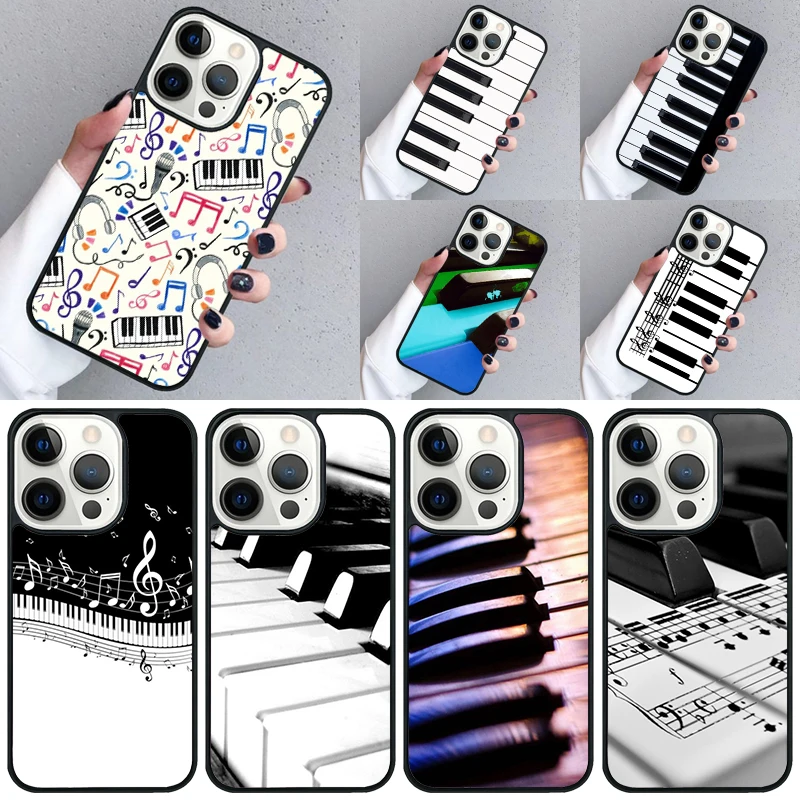 Piano keys Vintage Music Notes Phone Case For iPhone 16 15 13 14 Pro Max 11 12 Mini Plus 2022 XR XS MAX Cover coque