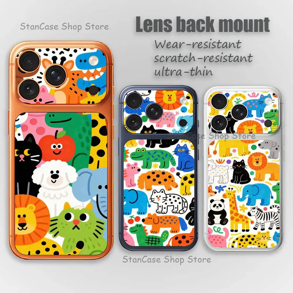 

Cute Cartoon Animal Back Films Phone Skin Back Stickers Decorative Film for 17Pro Max Sreen Protector
