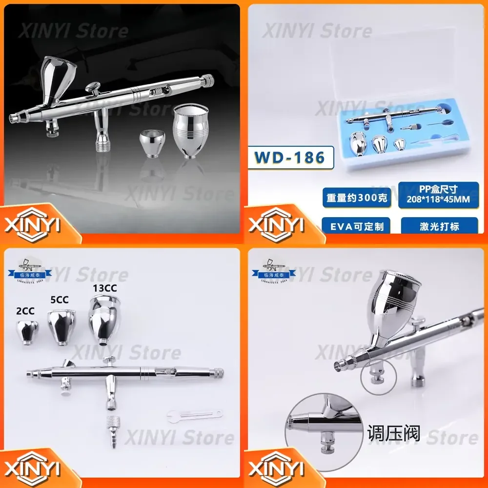 External Adjustment Double Action Airbrush for 2cc 5cc 13cc Multi Cup Small Spray Gun for Inkjet Painting Art Spraying Tool