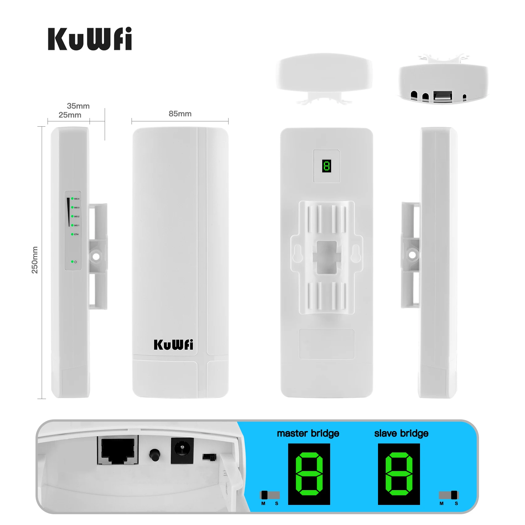 KuWFi 3KM 900Mbps 5.8Ghz Outdoor Mini Wireless AP Bridge Long Range Wifi Signal Extender CPE Access Point Repeater/Amplifier