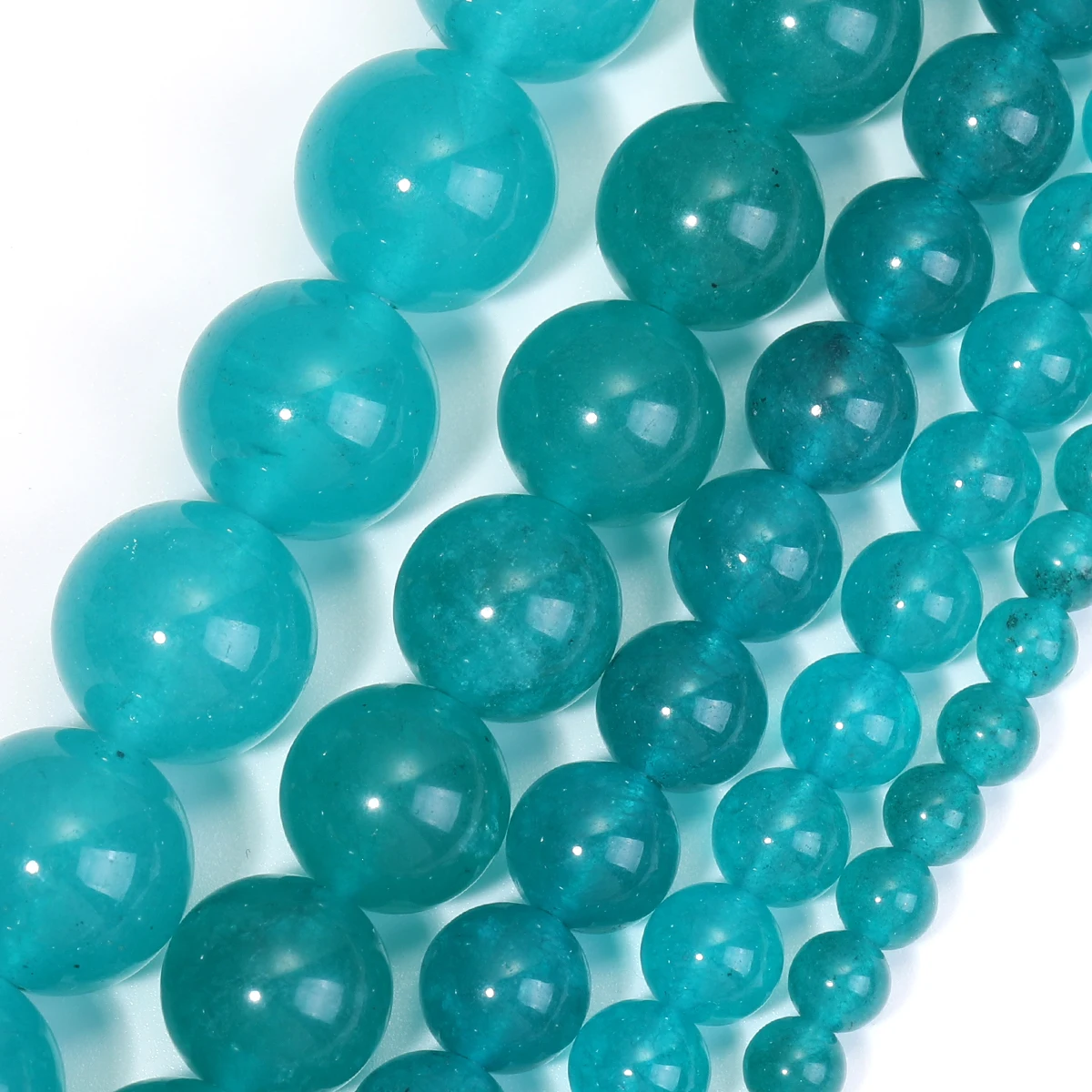 السلس امازونيتي العقيق الأزرق جولة فضفاض الخرز DIY سحر سوار قلادة لصنع المجوهرات بالجملة 1 الشريط