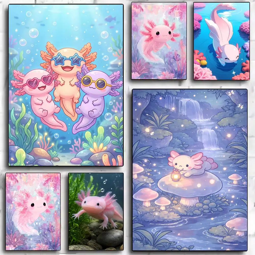 Cute Animal A-axolotl Poster Modern Wall Decor Collection for Home Design