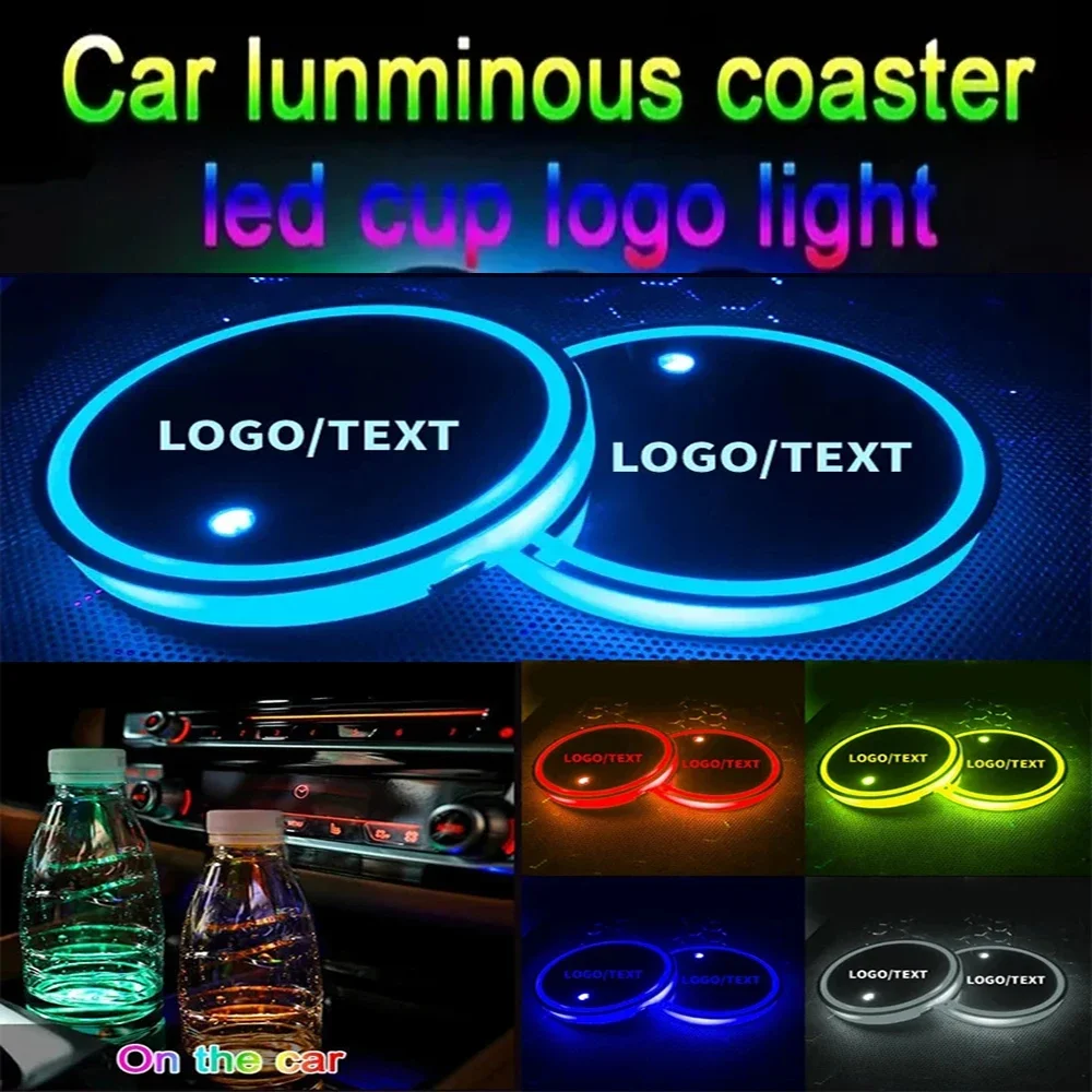 1/12pcs Led Cup Holder Lights For Car Rechargeable 7 Color-changing Light Up Cup Holder Insert Coasters Car Accessories For Teen