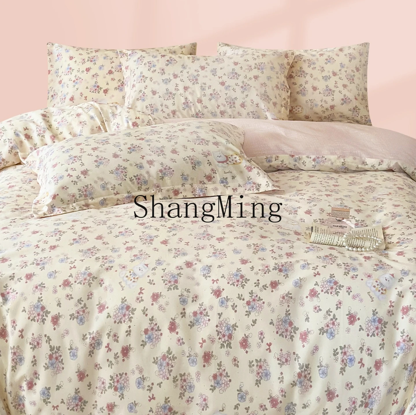 ZYY soft cotton pastoral four-piece set jasmine yellow small fresh floral quilt cover bed sheet