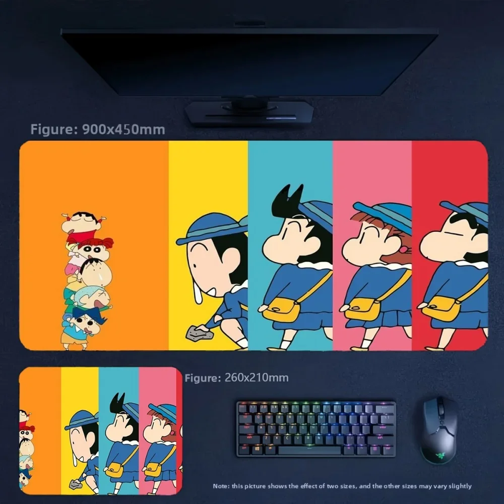 New  Kids Fun Anime Print Large Size Leather Table Mat Girls Office Cute Anime Funny Crayon Shin Chan Leather Non-slip Mouse Pad