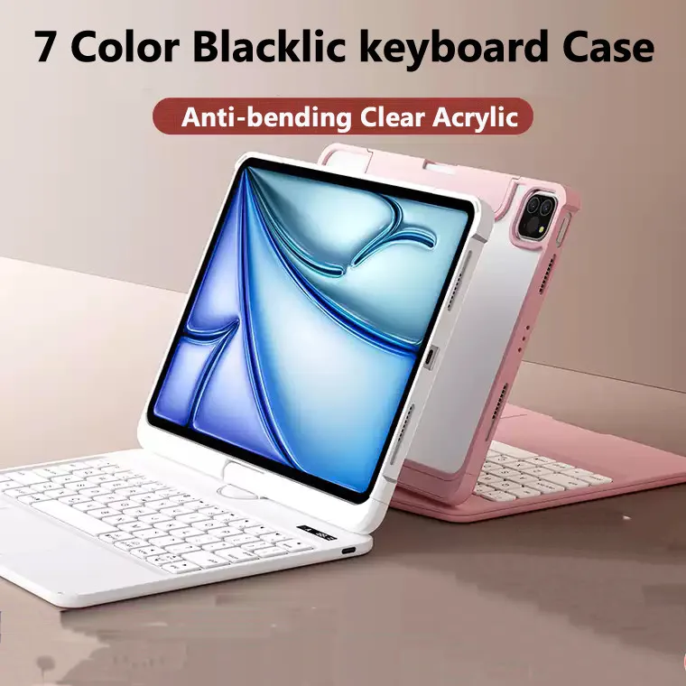 Clear Acrylic Keyboard Case for IPad Air 11 2024 Air 6th Gen Pro 11 Air5 4 10.2 9th 8th 7th 10th 10.9 Case Invisible Pen Slot