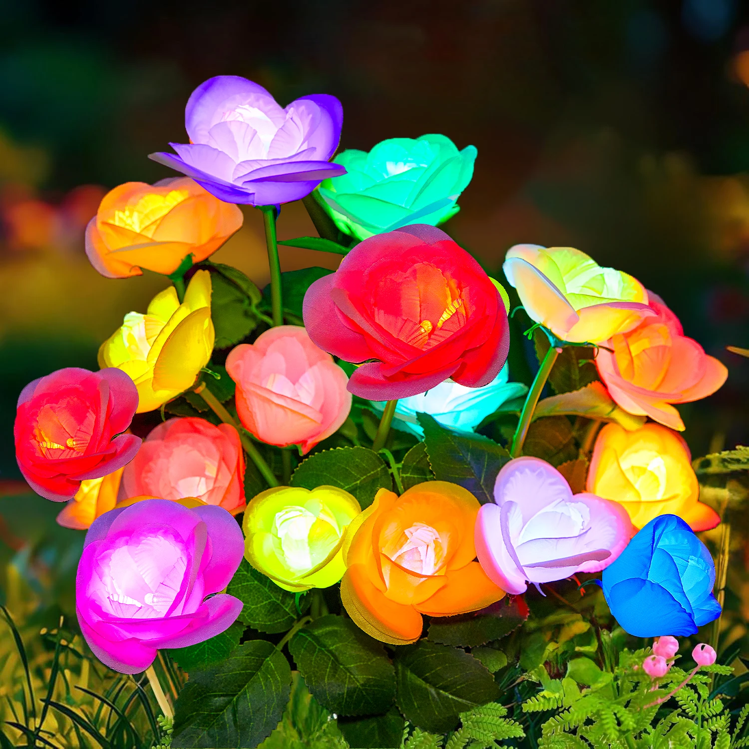 

4/8 Pack Solar Garden Lights, 7 Color Changing Rose Solar Lights Outdoor Garden Decor, for Outside Yard Patio Garden