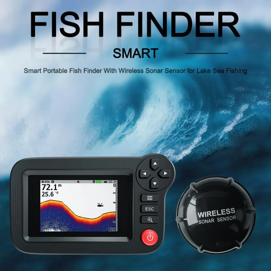 يده صياد السمك المحمولة الصيد كاياك Fishfinder الأسماك عمق مكتشف معدات صيد الأسماك مع محول السونار وشاشة الكريستال السائل ل #5