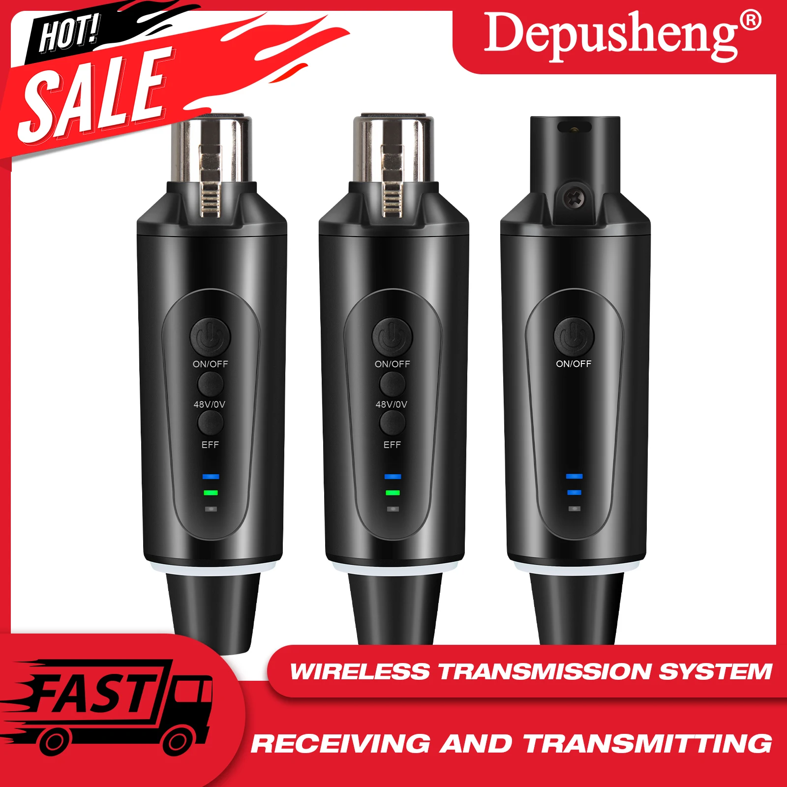 

Wireless Microphone System XLR Mic Converter Adapter 2.4GHz Automatic Transmitter Setup For Condenser Dynamic Mic