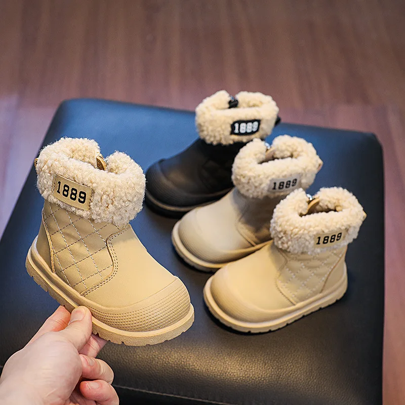 Snow Boots For Children 2025 Cute Cartoon Little Girl's Plush Boots Thick Warm Cotton Shoes For Kids Winter Boots