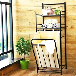 Korean Iron Laundry Basket - Floor-Standing Storage Basket, Modern Bathroom Laundry Storage Rack, Clothes Bin