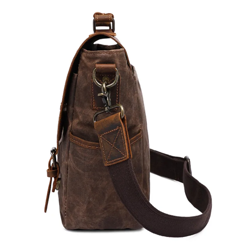 الرجعية الرجال حقيقية واحدة الكتف حقيبة يد كروس الأمتعة يسافر الجلود النفط الشمع حقيبة قماش قنب حقيبة وظيفية حقائب كبيرة
