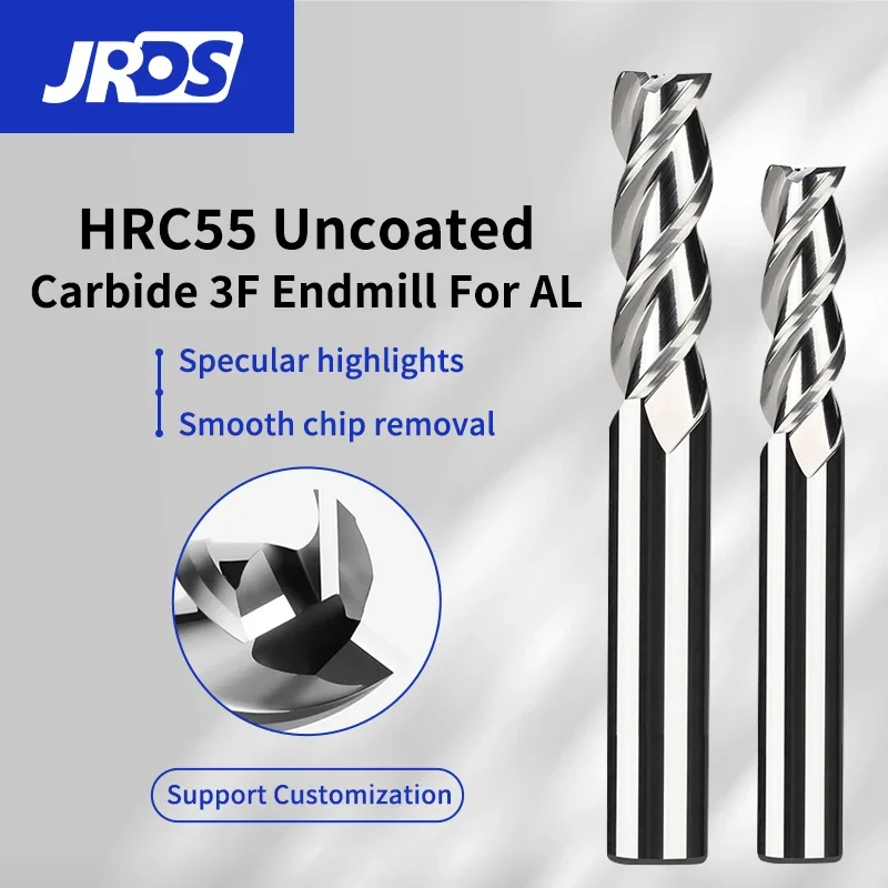 

HRC55 carbide 3 flutes flat endmill for aluminum uncoated milling cutter