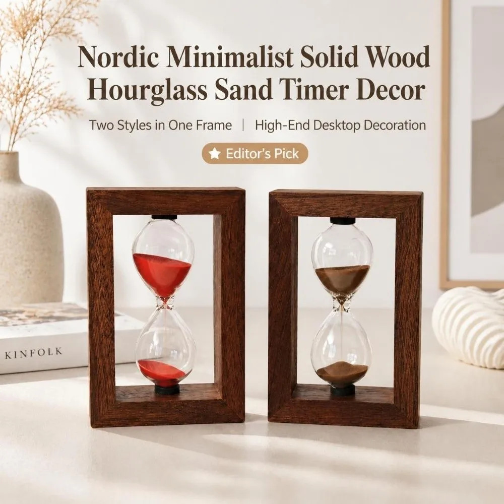 New 3/5 Minutes Wooden Hourglass Portable Creative Sand Clock Timer Decorative Sandglass Hourglass Mini Desktop Decoration