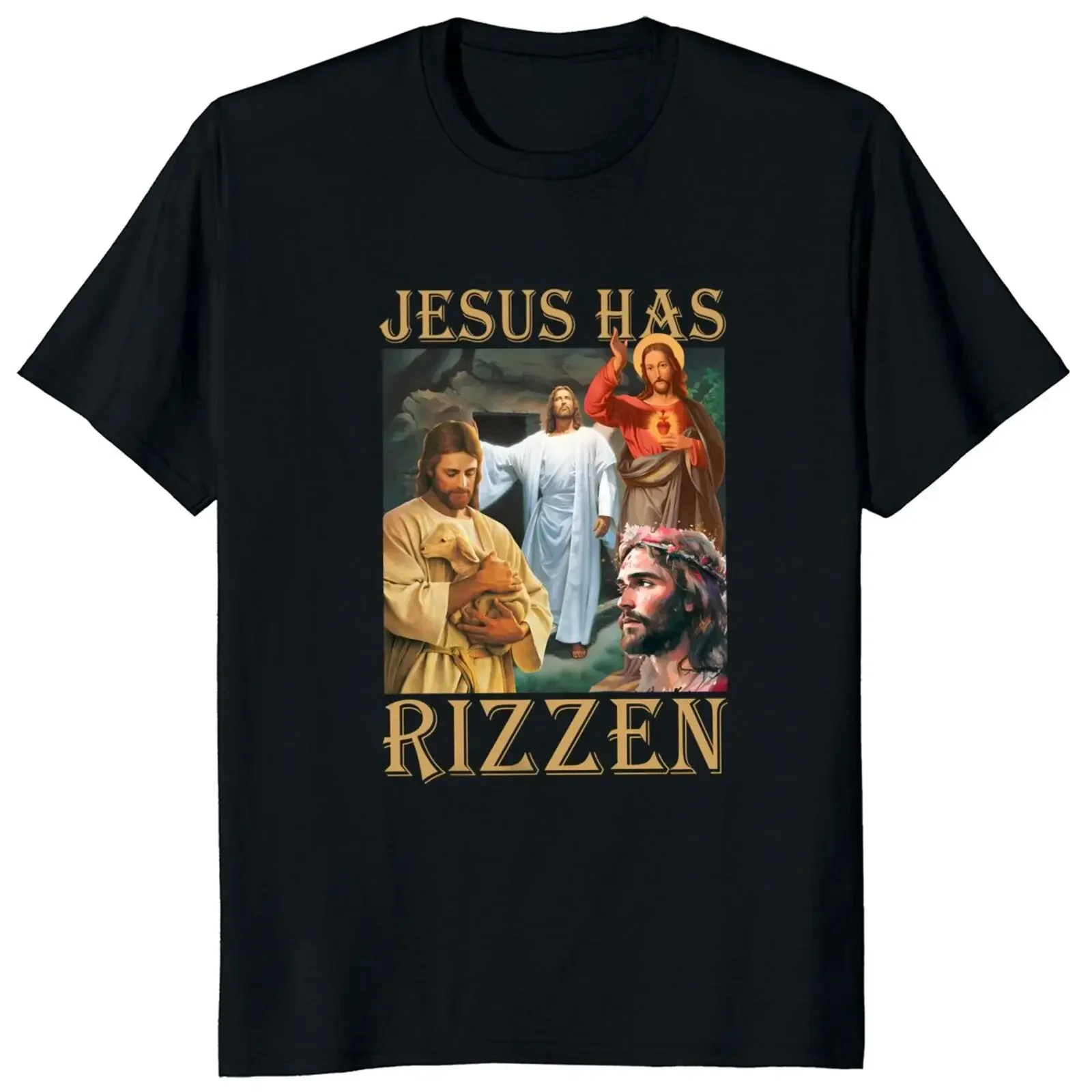Rizzen T Shirt Retro hıristiyan dini vardır Harajuku  % 100% pamuk Unisex o-boyun yaz men clothing  harajuku image 3