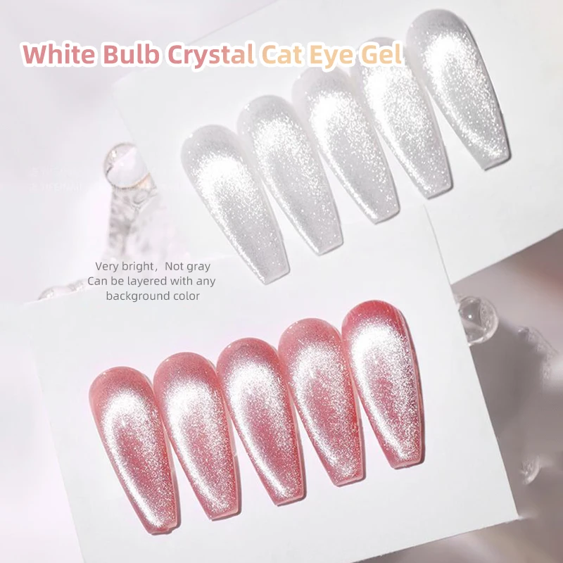 RS NAIL White Bulb Crystal Cat Eye Nail Gel per unghie Art Decoration Polish Gel Flash Super Bright può essere utilizzato su qualsiasi colore