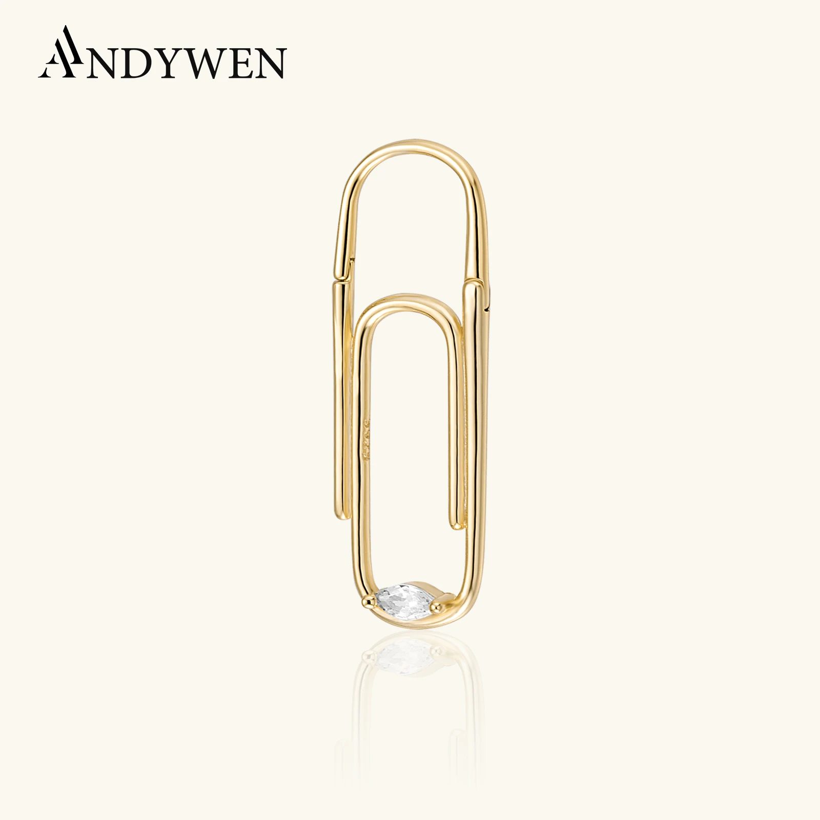 ANDYWEN 925 Sterling Silver Pin Thread Hoop Clip Rock Punk Huggies Single 2025 Wedding Rock Punk Fine Jewelry Gift