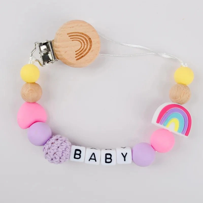 

Custom Personalized Baby Name Pacifier Clip Chain Silicone Nipple Dummy Holder Soother Infant Feeding Chains Teething Toys Gift
