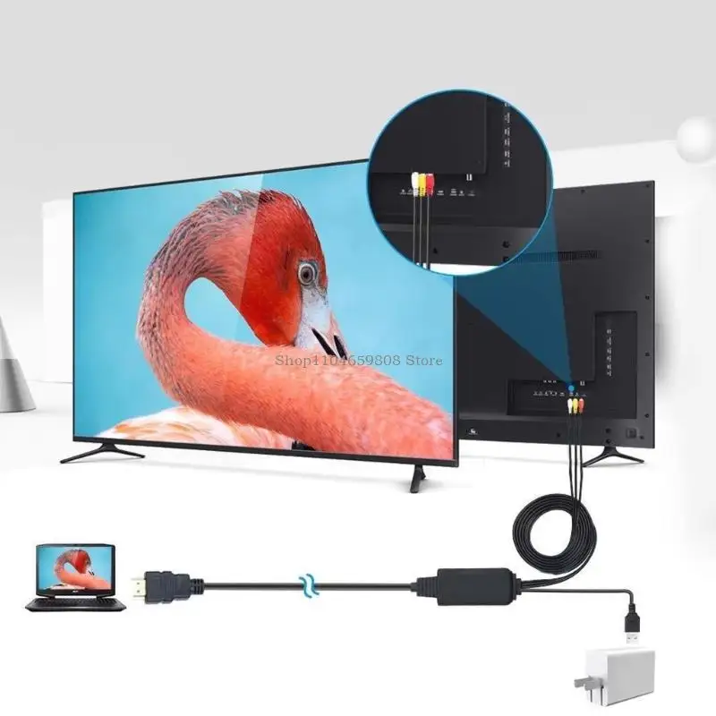 HDMIS إلى AVS 3RCA Converter Cable 1080p دعم الدقة لجهاز الكمبيوتر المحمول للكمبيوتر الشخصي مع نقل إشارة الفيديو Audios USB #2