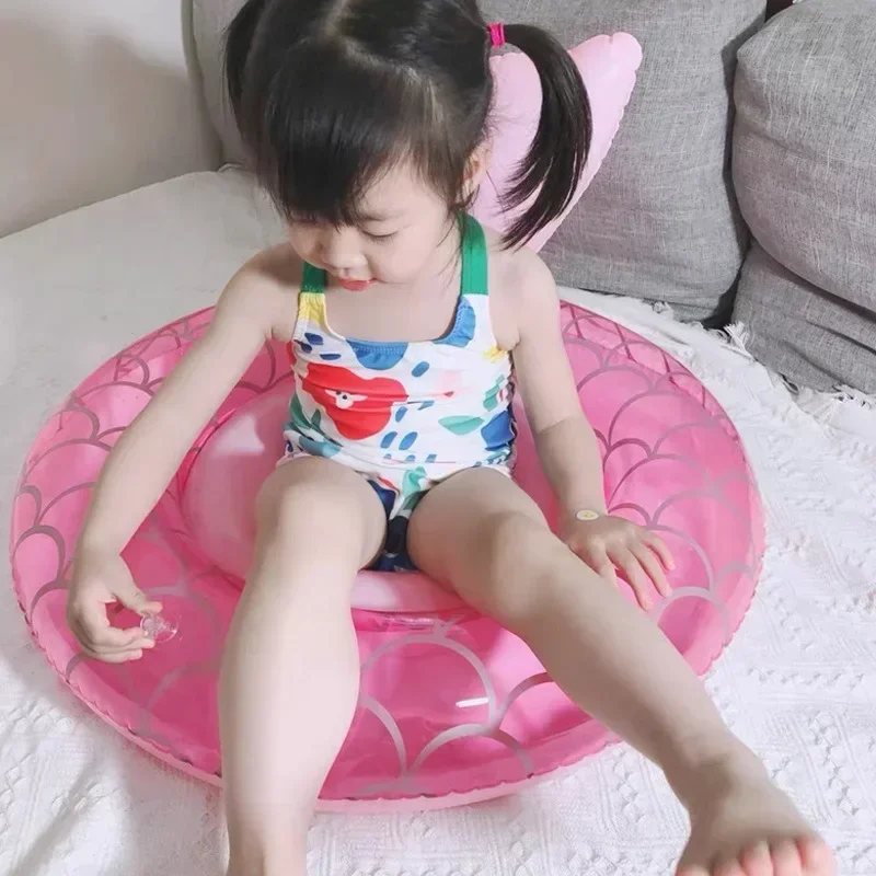 Ins Internet Celebrity Pink Mermaid Children\'s Seat Ring Swimming Ring Cute Baby Inflatable Thickened Toddler Swim Ring