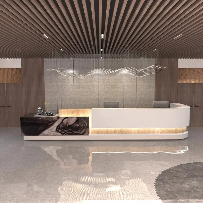 Mostrador de Recepción de Hotel de Alta Gama Estilo Nórdico, Mueble Comercial Moderno y de Lujo para Restaurante, Bar, Salón, Atril de Conferencia FYRD