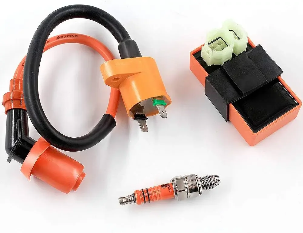High Performance Racing AC Cdi Box 6pin + Ignition Coil + 3 Electrode Spark Plug for GY6 50cc 125cc  Moped Scooter ATV Go Kart
