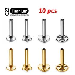 10pcs/lot ASTM F136 Titanium 16G 18G 20G Push In Plug Back Base Stud Earrings Lips Nose Piercing Tragus Body Jewelry Accessories