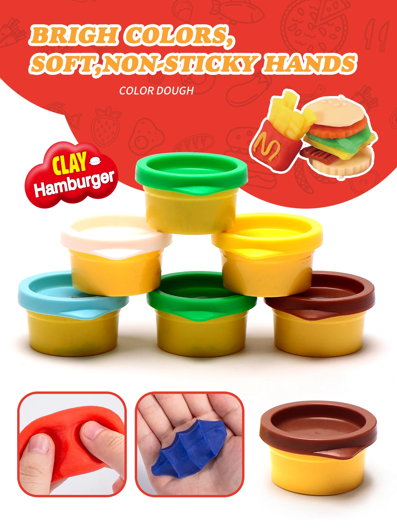 Funny hamburger machine clay set, DIY hamburger fries, open the creative food world