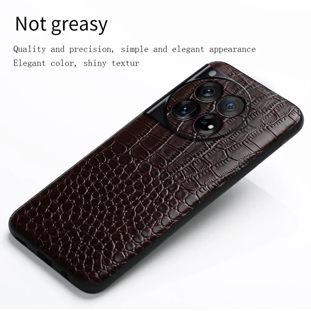 LANGSIDI Cowhide Genuine Leather case For oneplus 12 Cases luxury Shockproof Bumper Camera Protective Cover for one plus 12