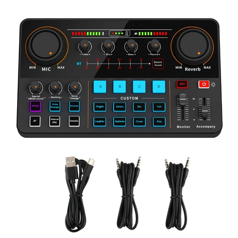

New-A47Q-Новая звуковая карта H500, прямая трансляция, 12, электронный тон, звуковая карта, аудио, звуковой автомобиль, устройство смены голоса для мобильного телефона, компьютера