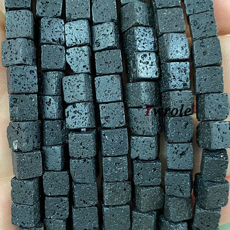 6x6mm kostka kamień naturalny lawa wulkaniczna malachit Topaz agat luźne kwadratowe koraliki dystansowe do tworzenia biżuterii Diy bransoletka kolczyki — zdjęcie 4