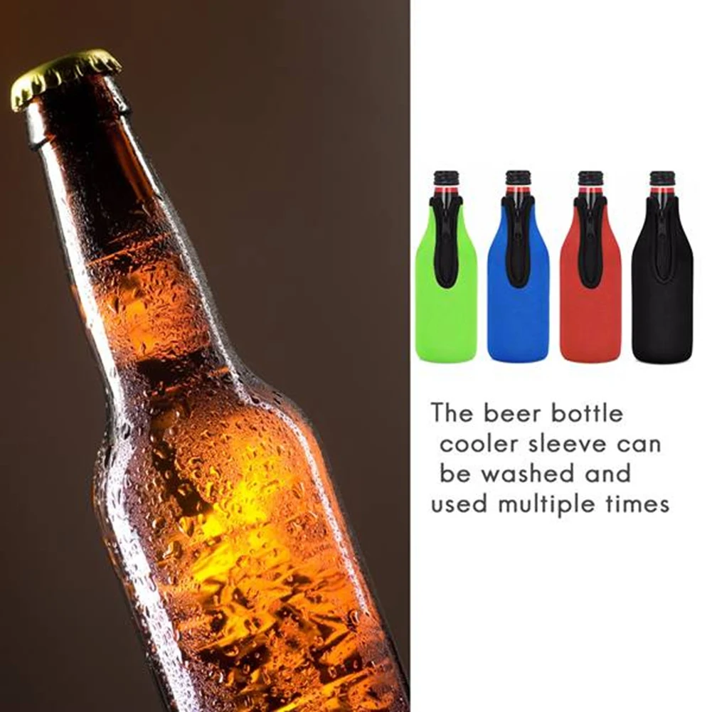B50C Beer Bottle Insulator Sleeve Keep Drink Cold,Zip-Up Bottle Jackets,Beer Bottle Cooler Sleeves,Neoprene Cover,5Pcs