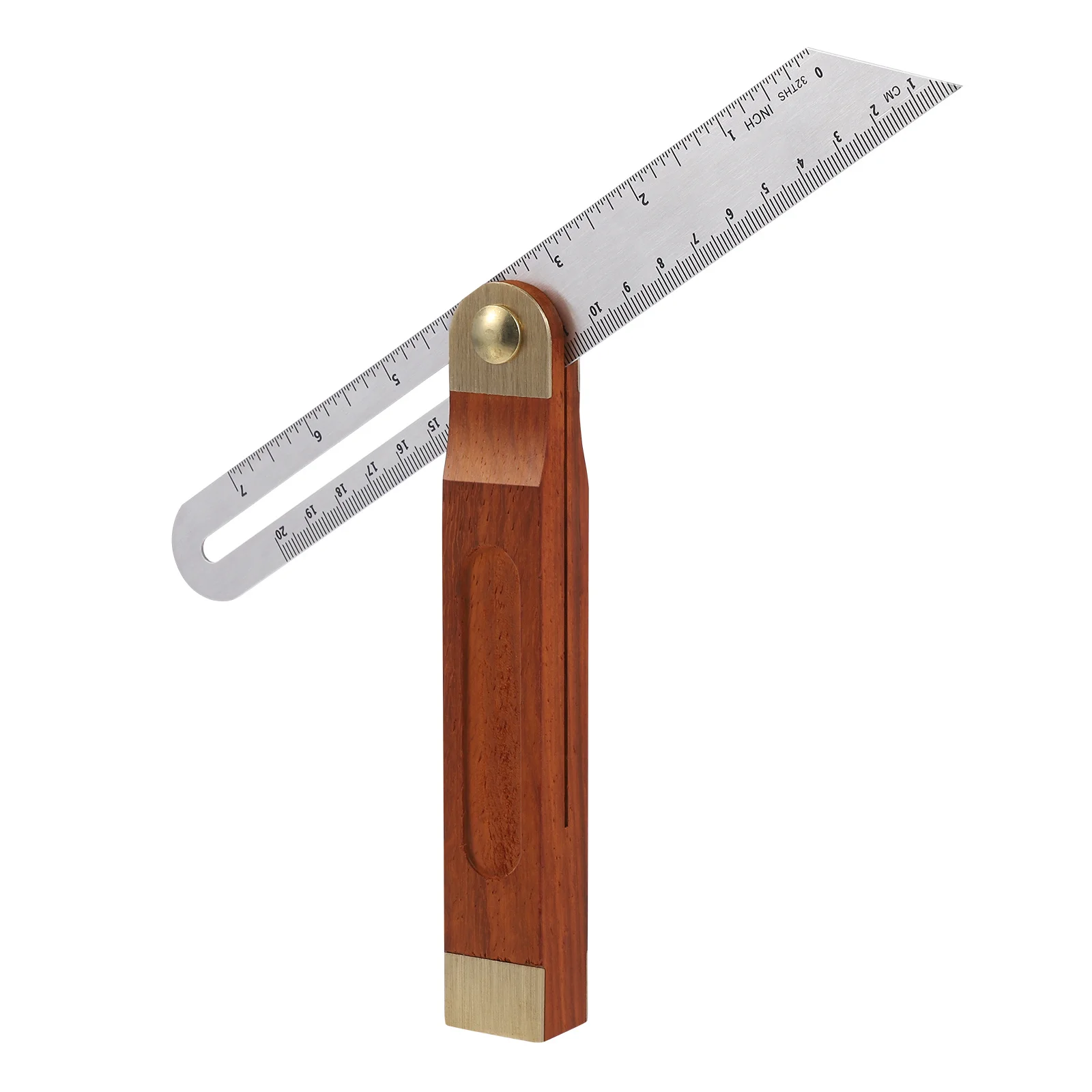 

9 Sliding Stainless Steel T-Bevel Ruler Hardwood Handle Brass Accents Adjustable Gauge for Woodworking Angle and Depth