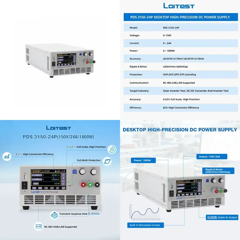 Hybrid Linear Switch Desktop DC Power Supply 0-150V 0-24A 1800W High Stability Low Noise Programmable