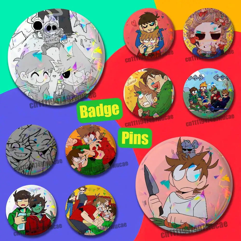 For Custom Pin Insignia Emblem Round Brooch Button Hats Laser Cover E-Eddsworld Tord Edd Badge Case