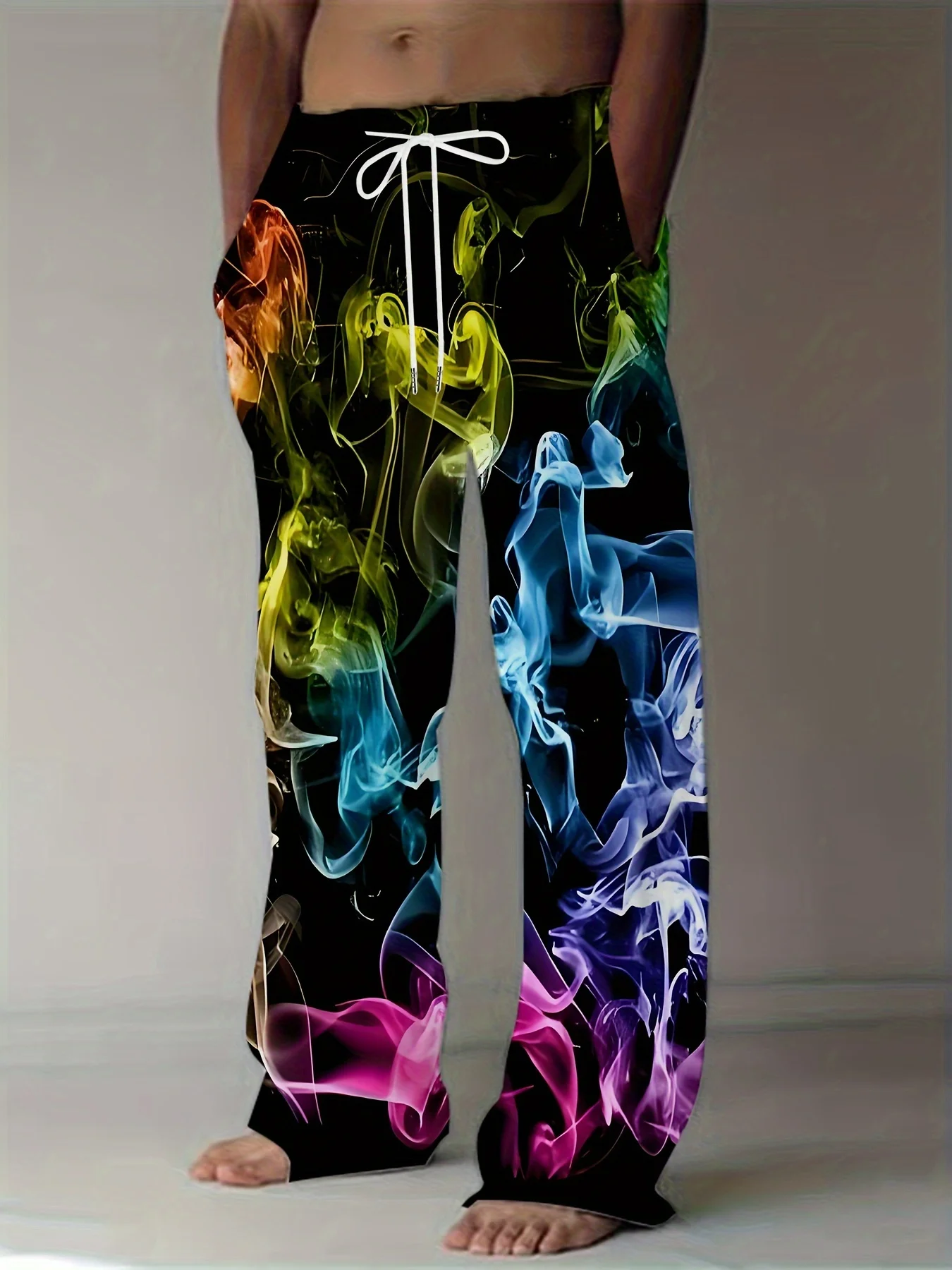 

Men's Wide Leg Vintage Camouflage Trousers Hawaiian flame Trousers Outdoor Sports Trousers Spring Summer Beach Vacation Trousers