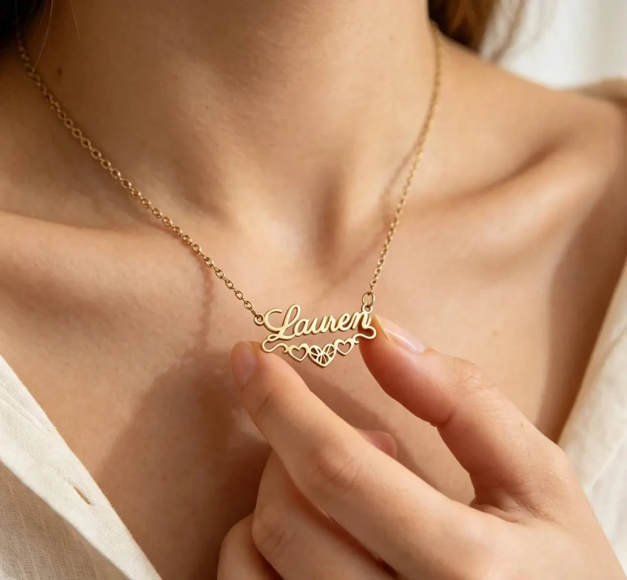 Custom Heart Name Necklace Personalized Three Heart Choker Bespoke Love Necklaces For Women Men Romantic Stainless Steel Jewelry
