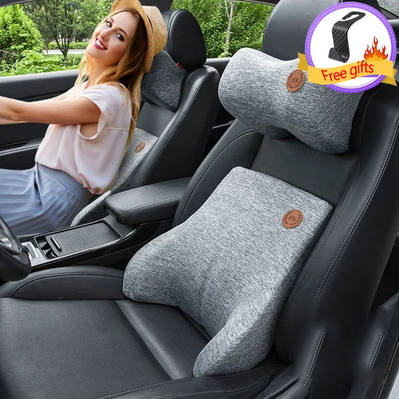 Waist Cushion Lumbar Pad Car Interior Accessories Headrest Driver Pillow Vehicle Backrest Back Support Neck Memory Foam Seat