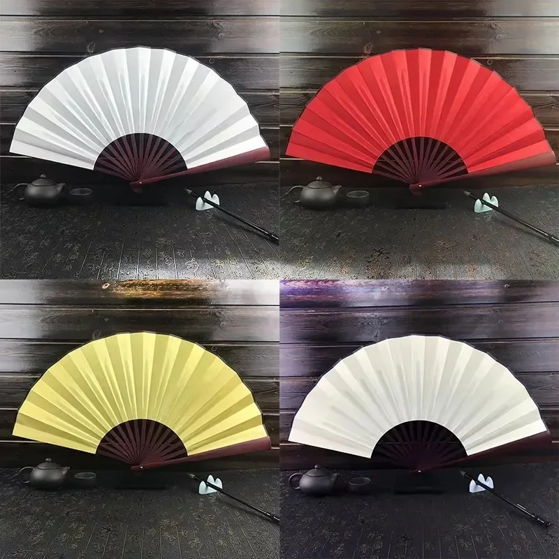 10/13 inch Folding Fan Hand Silk Cloth DIY Chinese Folding Fan Wooden Bamboo Antiquity Folding Fan DIY Calligraphy Painting