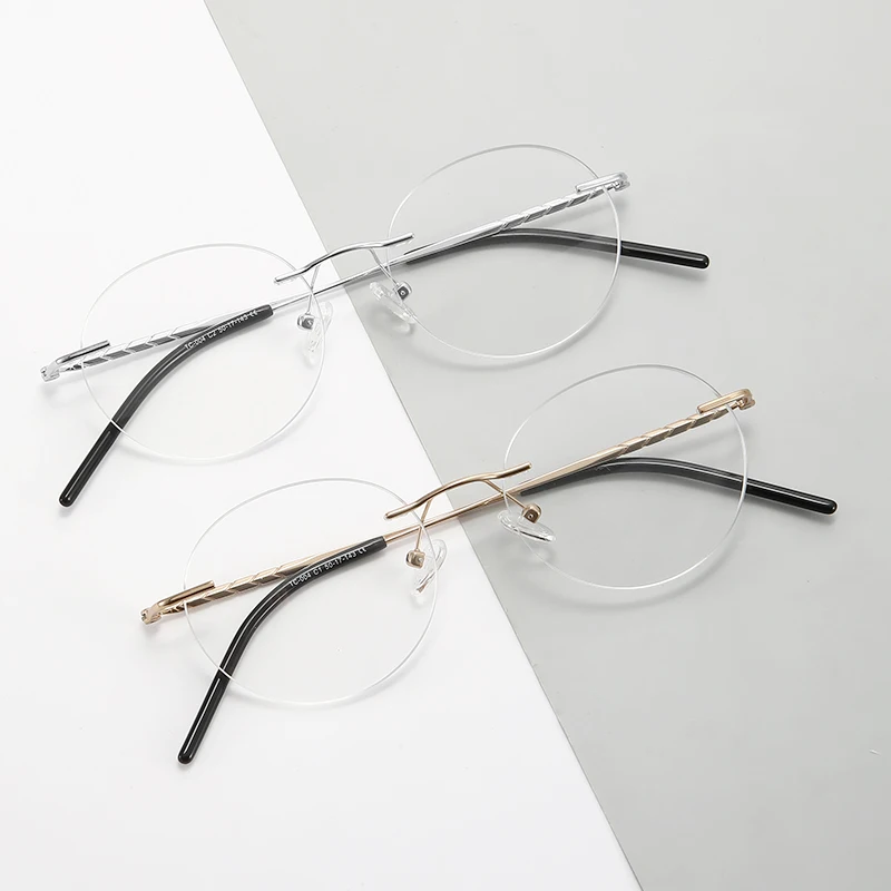 Pure Titanium Rimless Glasses Frame Unisex Circular Lovely Optical Prescription Eyeglasses Classic Frameless Eyewear TC004