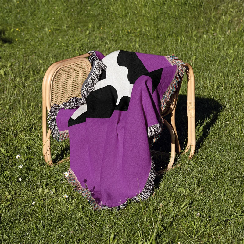 

Gaslight Gatekeep Girlboss Labrys Lesbian Flag Pride LGBT Rainbow Jacquard Fringed Woven Throw Blanket