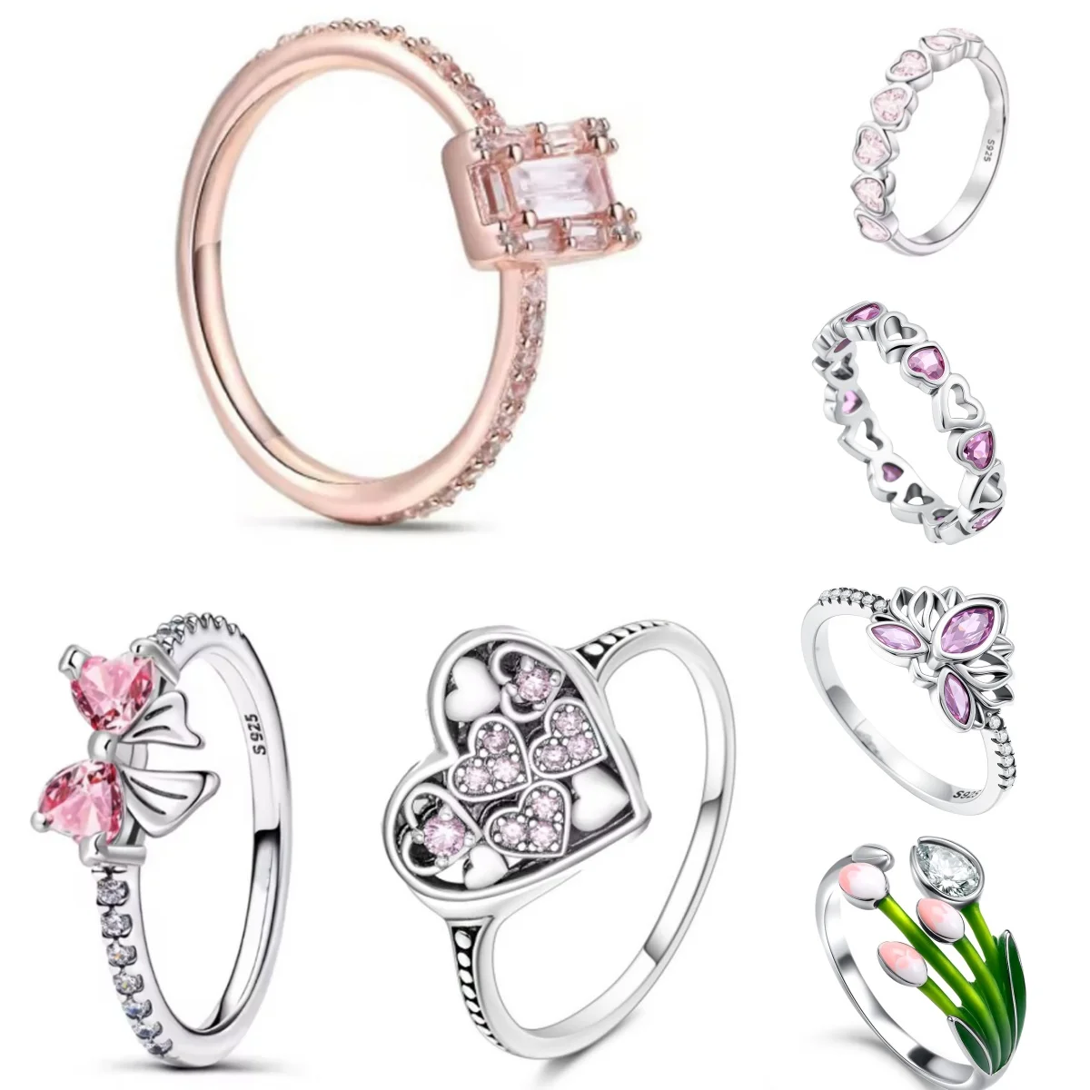 

Подарок на День святого Валентина: кольцо из серебра 925 пробы с розовым цирконом для женщин, романтическое кольцо с кристаллами, обручальное украшение.