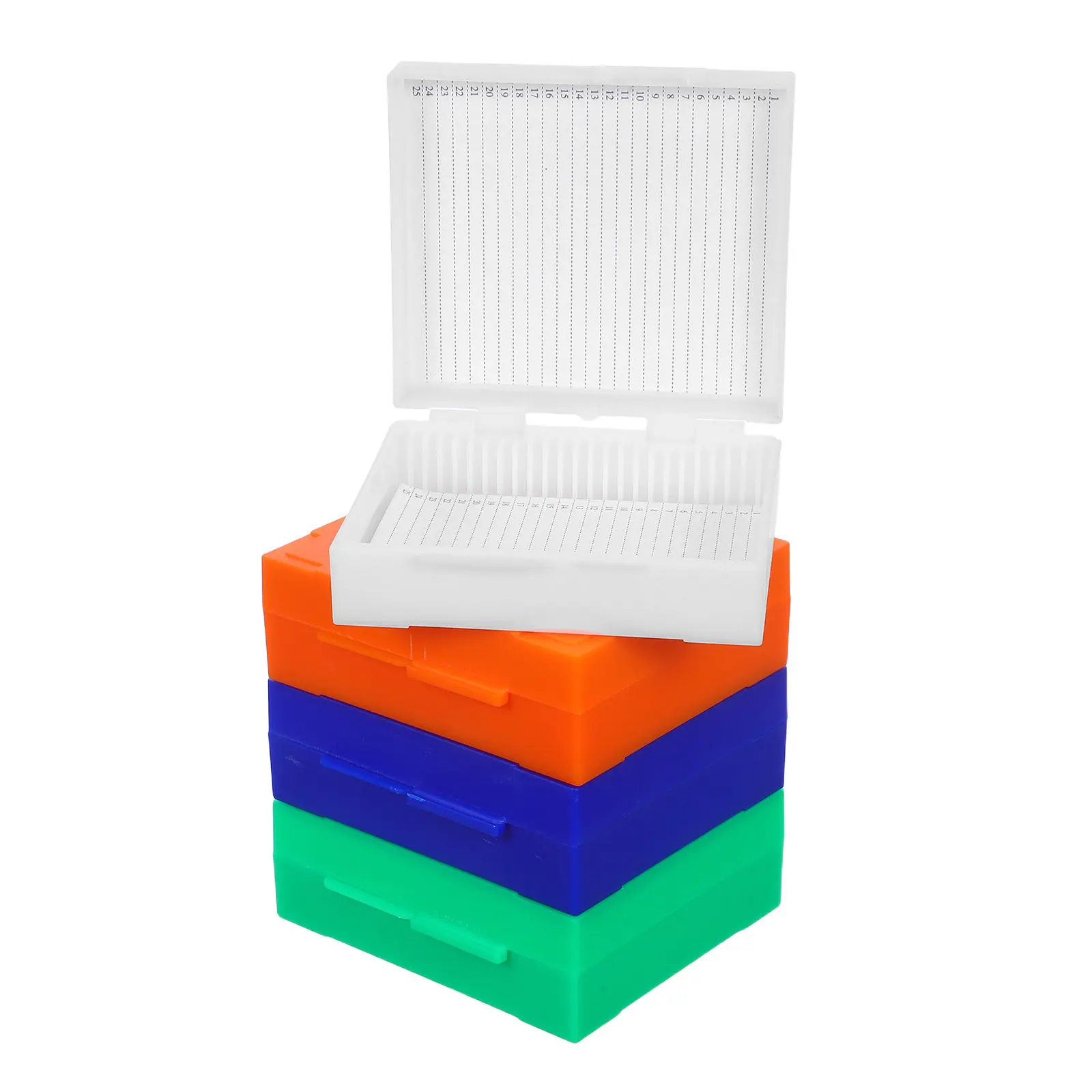 4Pcs 25-Slot Plastic Microscope Slide Storage Box Secure Contamination-Free Specimen Holder for Research Reusable