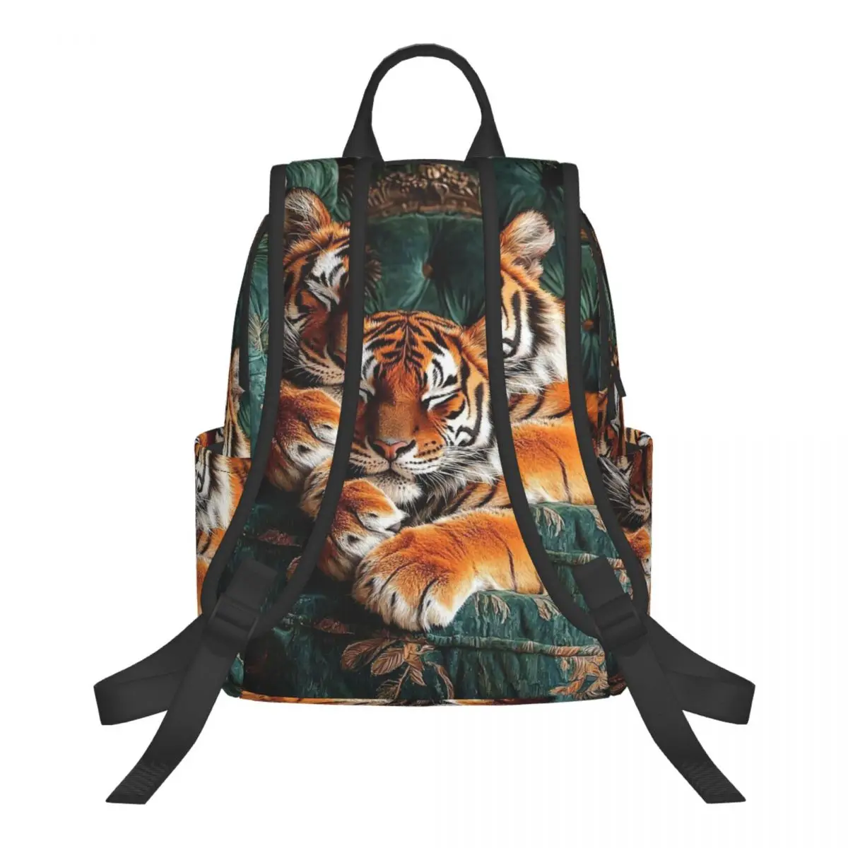Realistic Tiger Print Design Student Backpack School Bag Hiking Travel Daypack for Boys Girls Bookbag Shoulder Bags