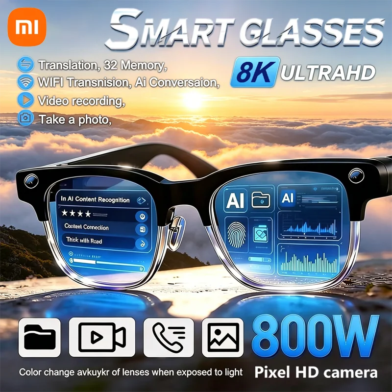 Xiaomi Smart AI-Brille 800W Aufnahmekamera HD-Foto-Video Sprachanruf Übersetzung Wasserdichte Bluetooth-Motorradbrille 2026