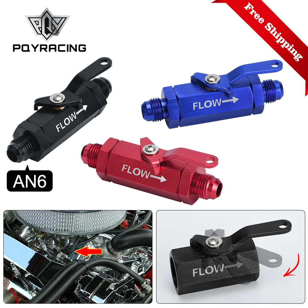 Free Shipping AN6 6AN Aluminum Inline Fuel Filter Shut Off Valve Cut Off w/ Cable Lever Black 1Pcs PQY-FSV06