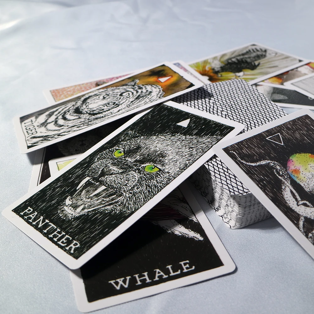 سطح التارو للحيوانات والطبيعة مرسومة يدويًا مع دليل PDF، وبطاقات العرافة البديهية للمبتدئين والقراء الروحيين #1