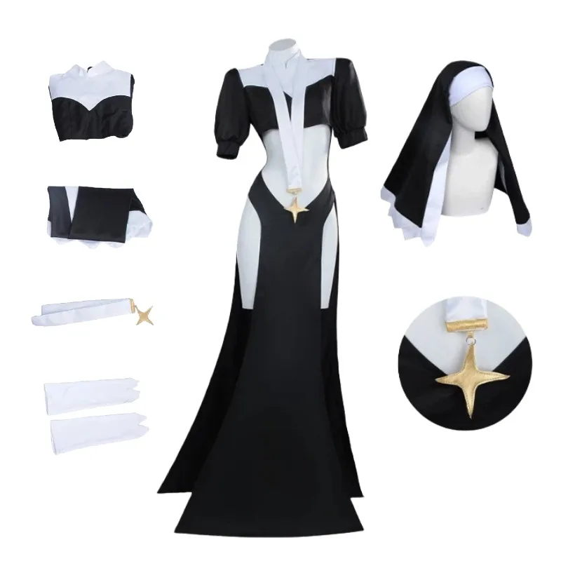 

Anime Sister Gigante Nun Cosplay Costume Sexy Dress Uniform Headscarf Suit for Women Halloween Carnival Party Roleplay Outfit